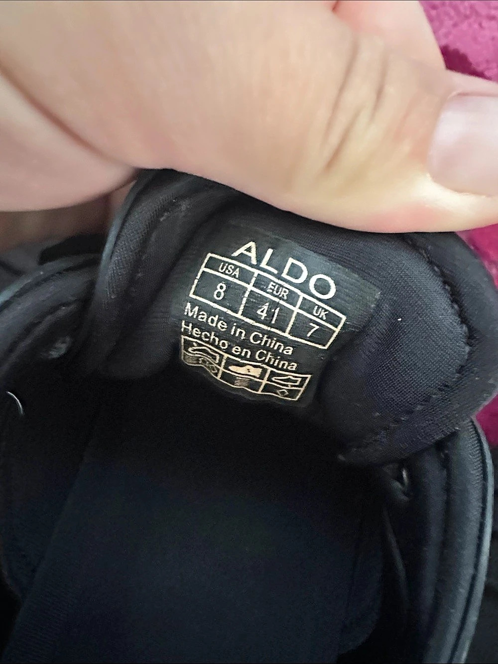 ALDO Cordura Fabric Mens suede & canvas rubber sole all Black Sneakers US 8 - Picture 10 of 13